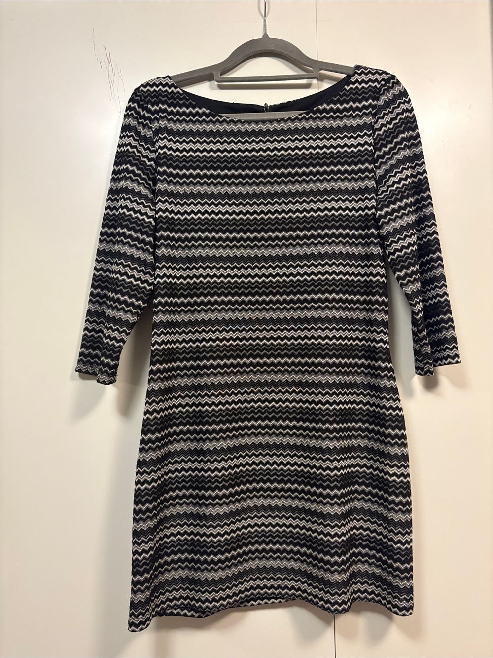 Joseph Ribkoff Black and White Chevron Knit Dress 6